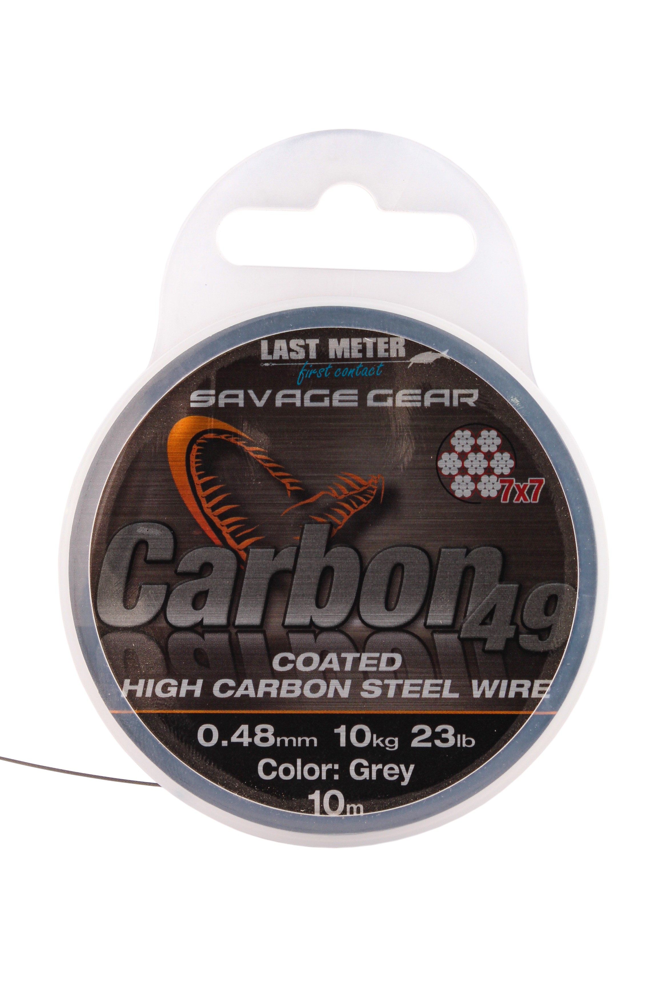 Поводковый материал Savage Gear Carbon 49 0.48мм 10кг 24lb coated grey 10м - фото 1
