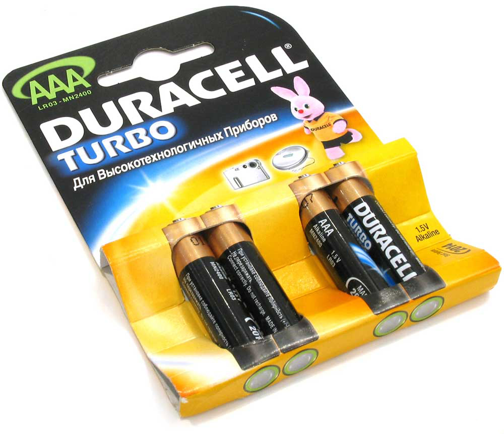 Батарейка Duracell Turbo LR03 AAA уп.4шт - фото 1