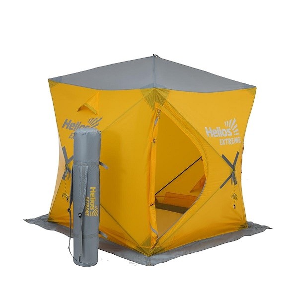 Палатка Helios куб 1.8х1.8 зимняя желтый/серый - фото 1