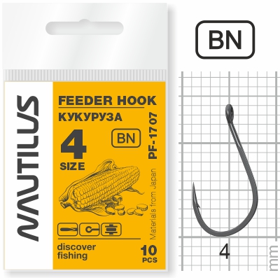 Крючок Nautilus Feeder кукуруза PF-1707BN №4 - фото 1