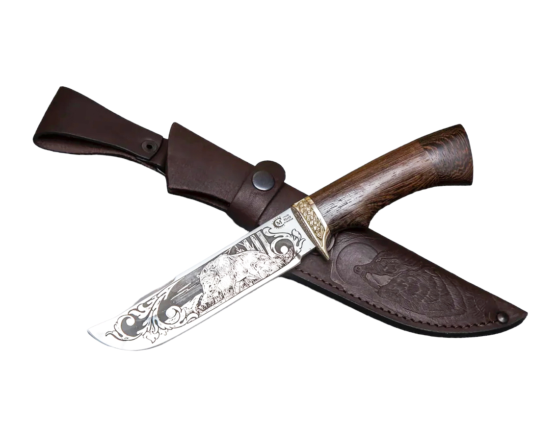 Нож ИП Семин Варяг кованная сталь 95х18 венги литье гравировка - фото 1