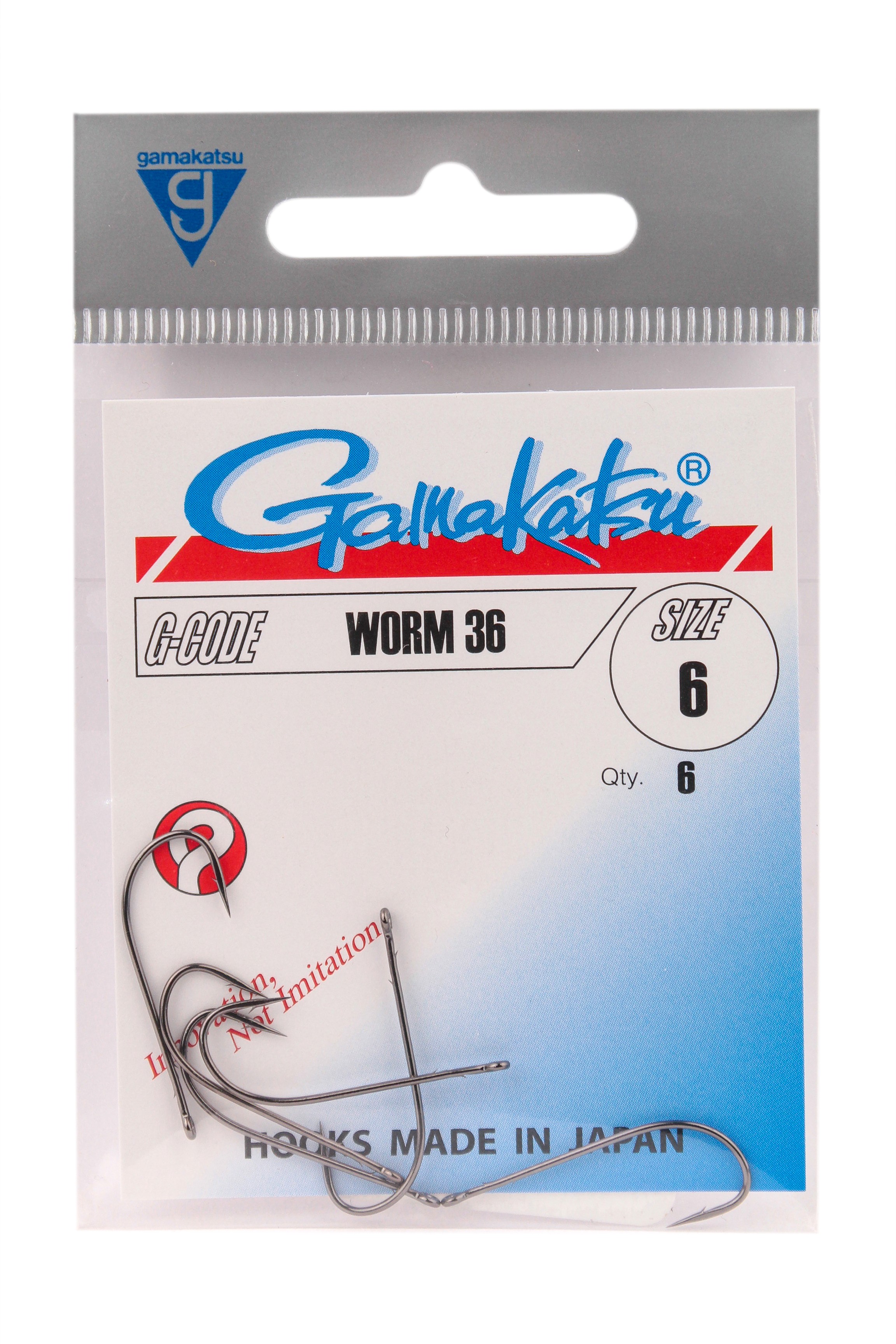 Крючок Gamakatsu Worm 36 black №6 - фото 1