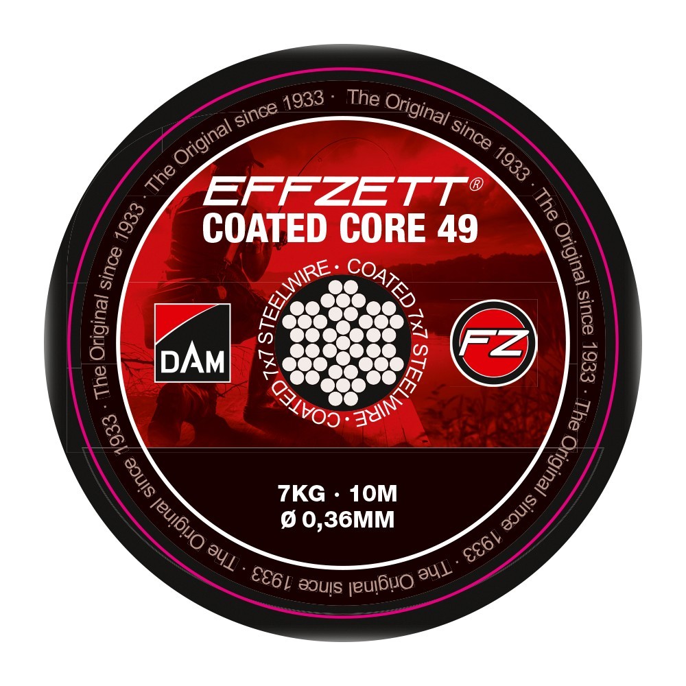Поводковый материал DAM Effzett Coated Core49 Steeltrace 10м 7кг black - фото 1