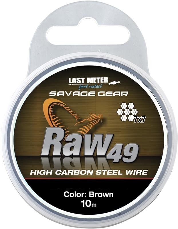 Поводковый материал Savage Gear raw 49 0,54мм 50lbs 23кг uncoated brown 10м - фото 1