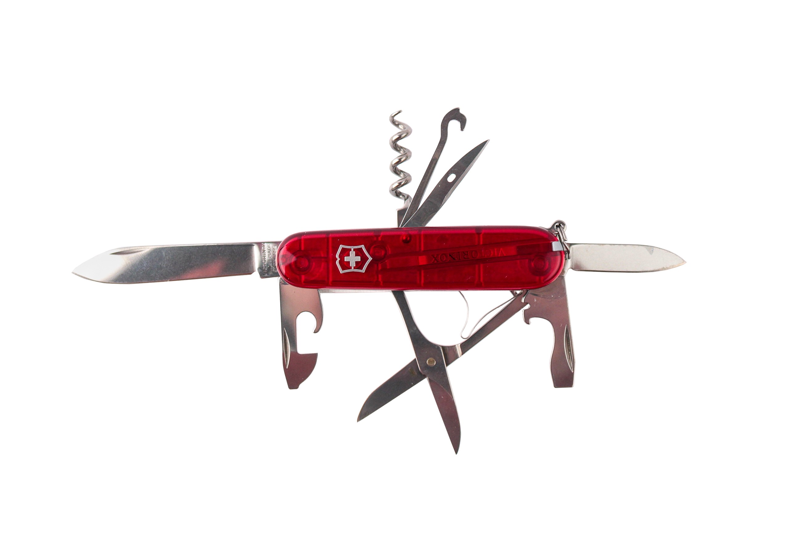 Нож Victorinox 91мм полупрозрачный красный - фото 1