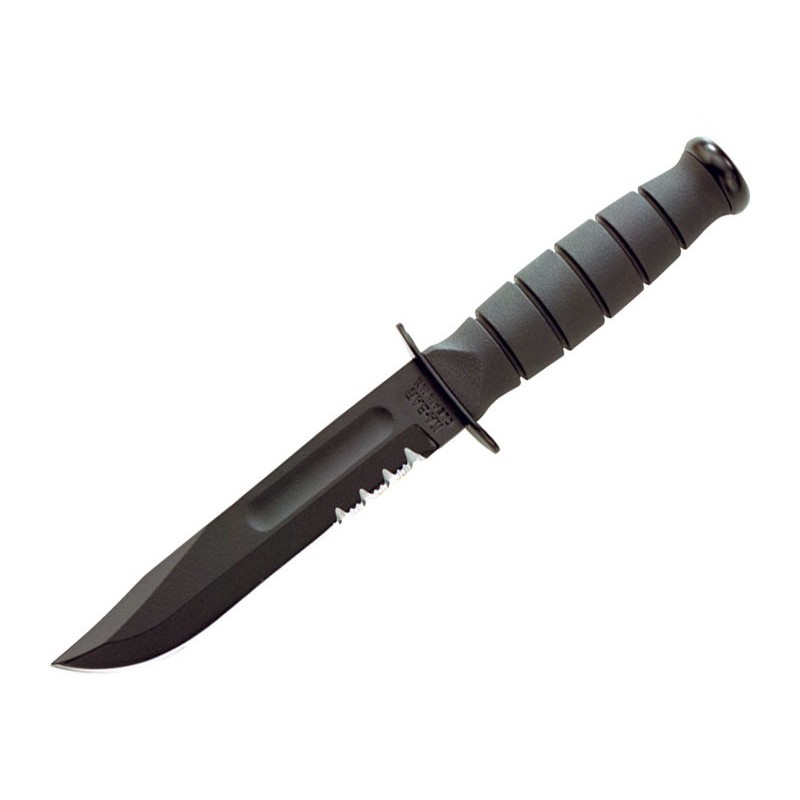 Нож Ka-Bar 1259 Short Black сталь 1095 серрейтор кратон  - фото 1