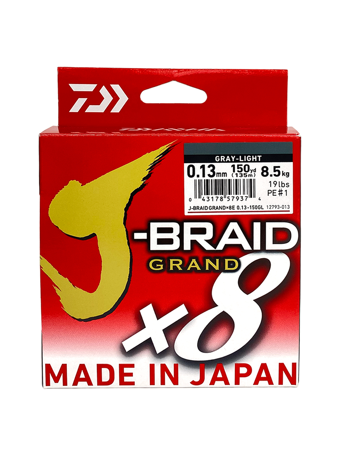 Шнур Daiwa J-Braid Grand X8 0,13мм 135м gray light - фото 1
