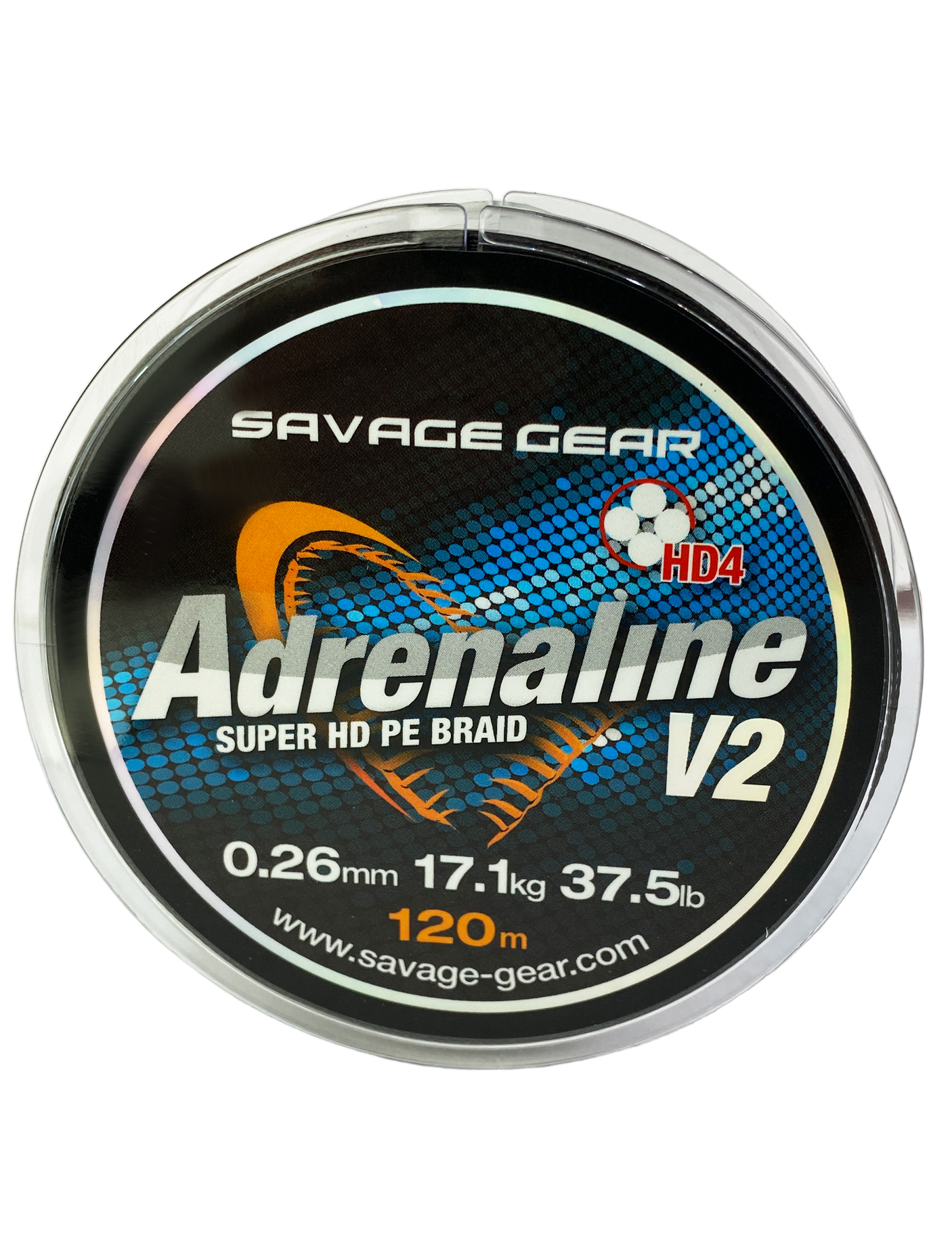 Шнур Savage Gear HD4 Adrenaline V2 120м 0,26мм 17,1кг 37,5lb Grey - фото 1