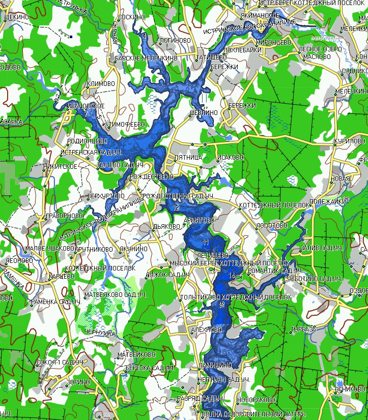 Карта десногорского водохранилища со спутника