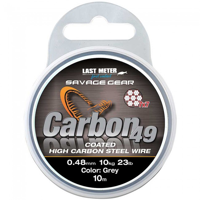 Поводковый материал Savage Gear Carbon 49 0.70мм 23кг 50lb coated grey 10м - фото 1