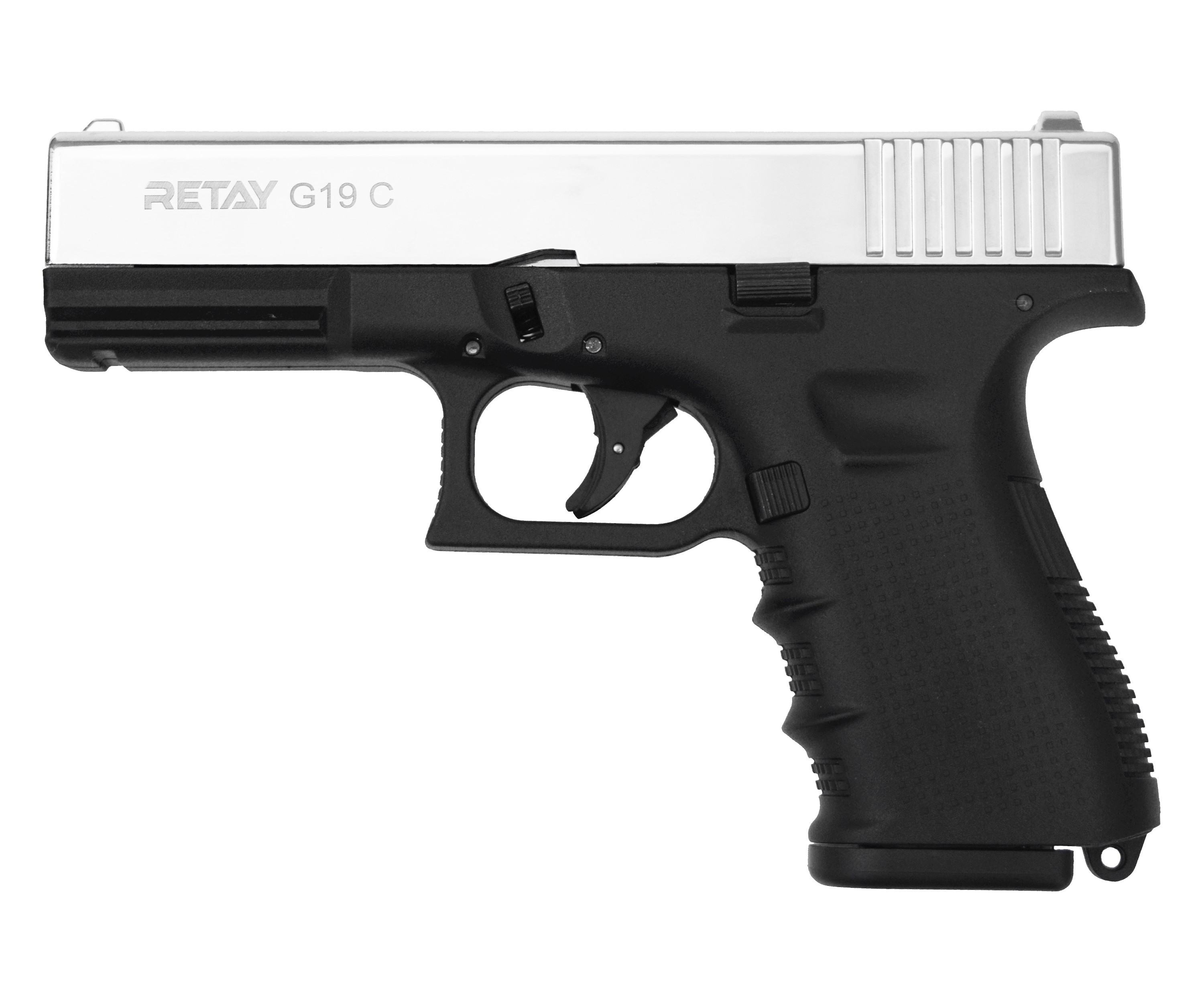 Пистолет Retay G19C Glok 9мм РАК охолощенный никель - фото 1