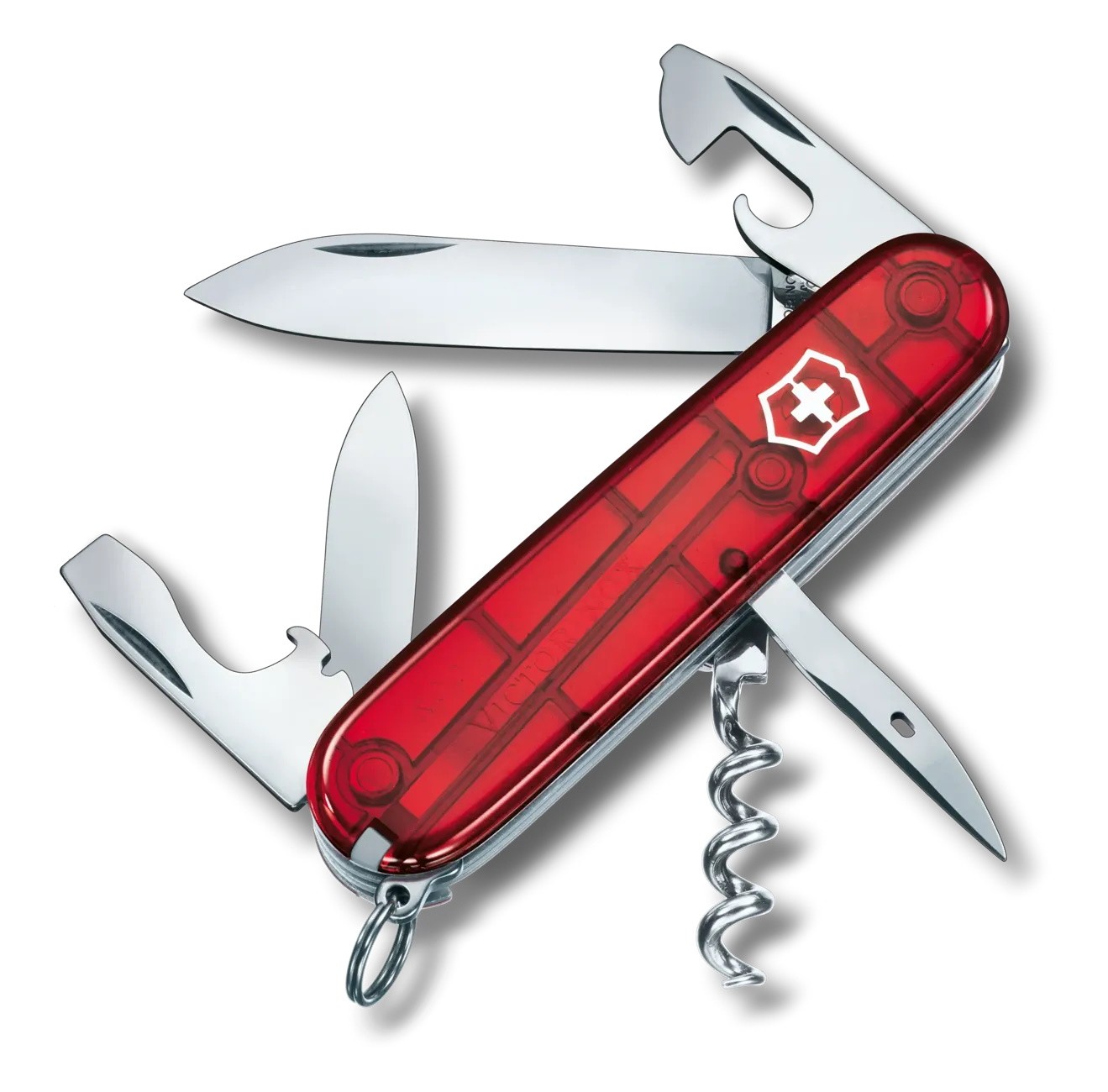 Нож Victorinox Spartan 91мм 12ф прозрачный красный - фото 1