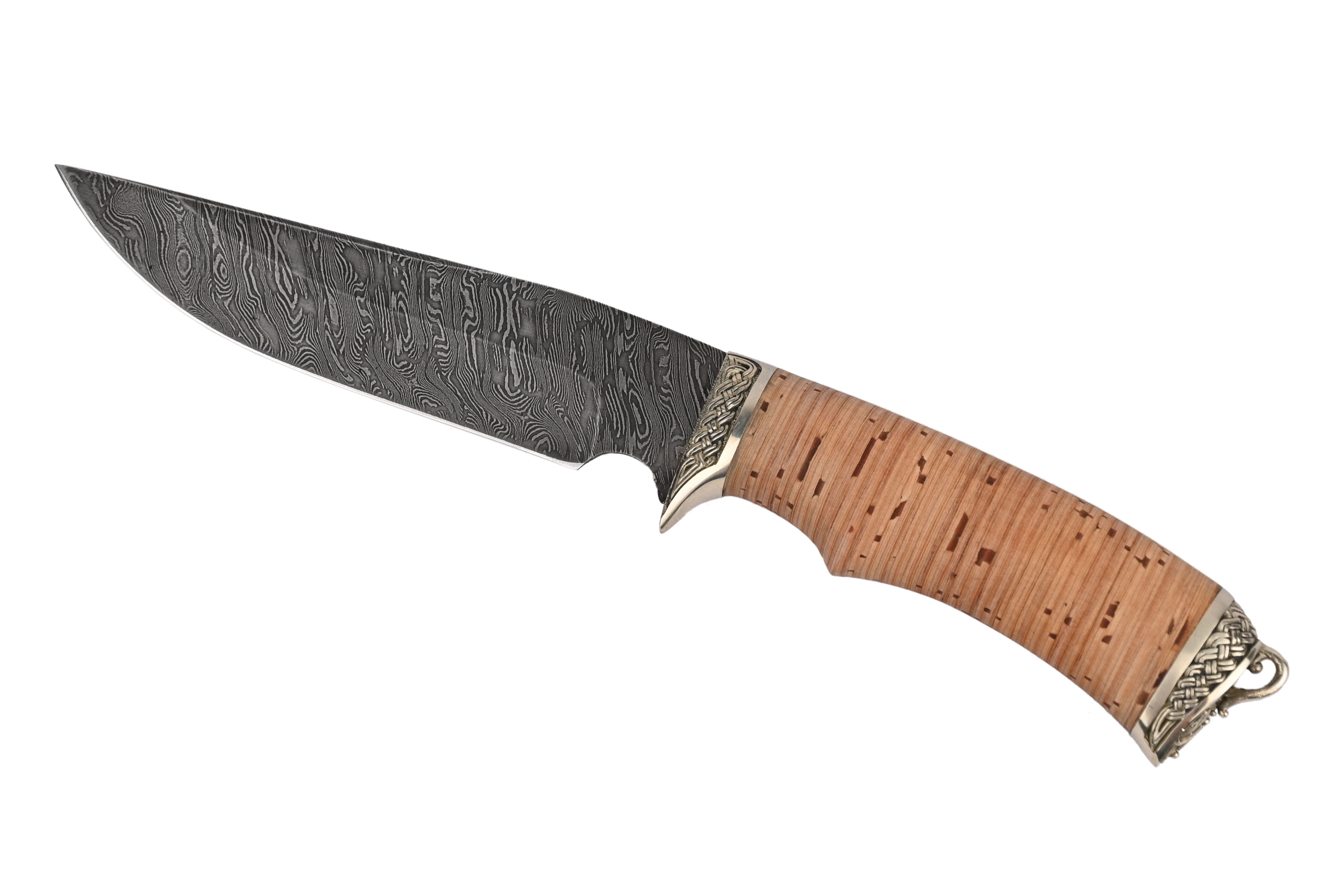 Нож ИП Семин Легионер дамасская сталь литье береста - фото 1