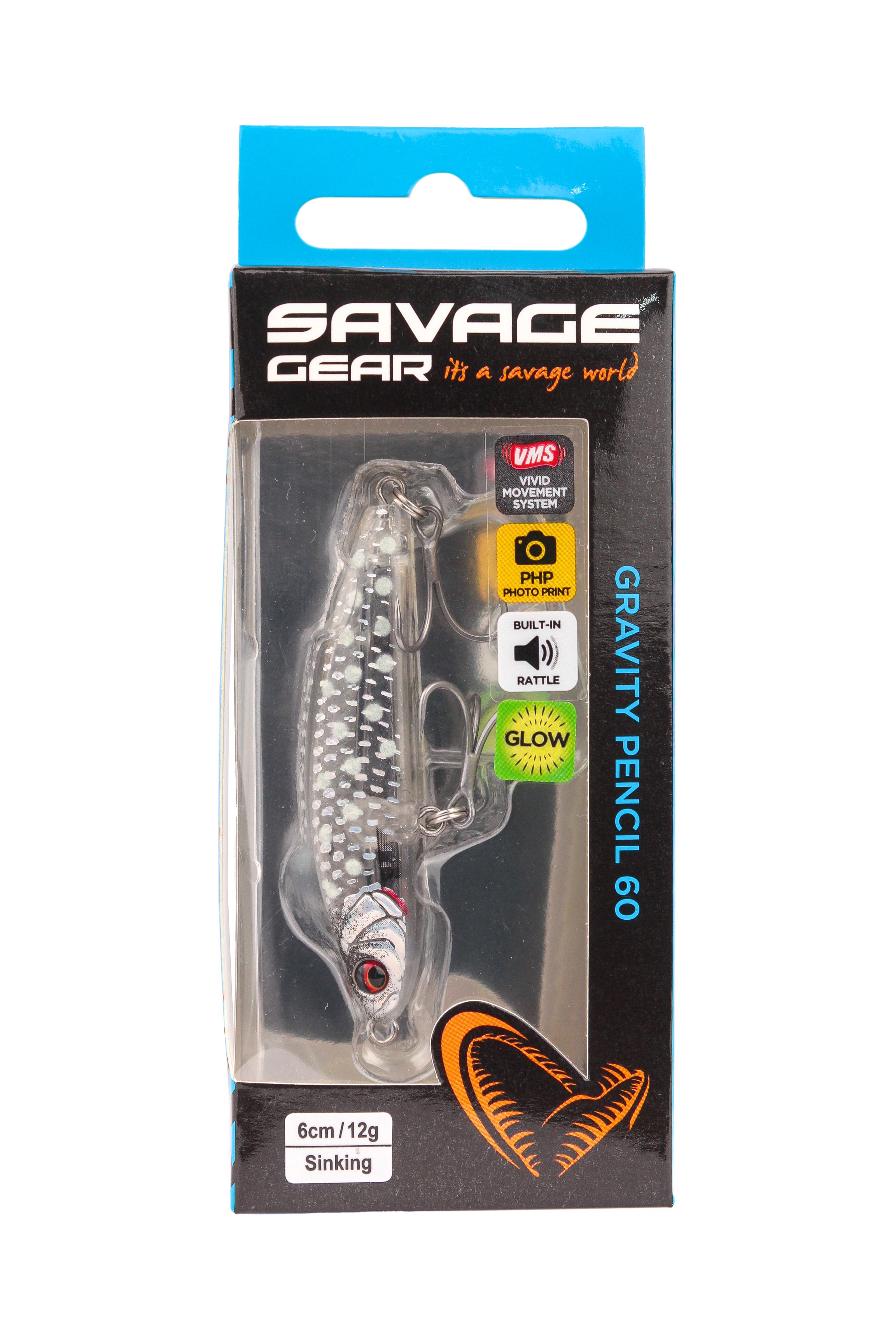 Воблер Savage Gear gravity  pencil 6см 12гр sinking crystal white glow - фото 1