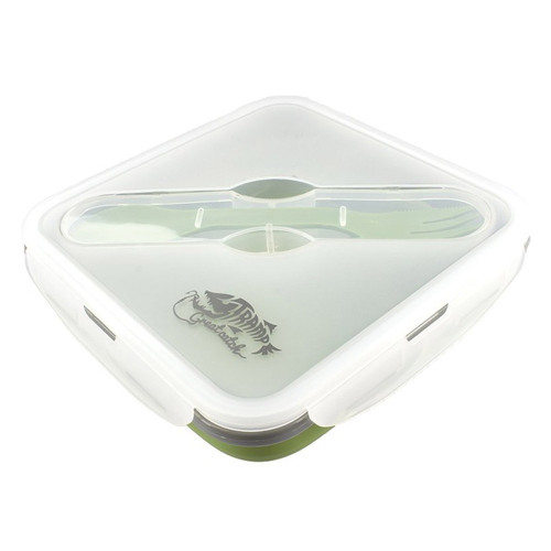 Контейнер Tramp силиконовый с ловилкой 1000мл оливковый - фото 1