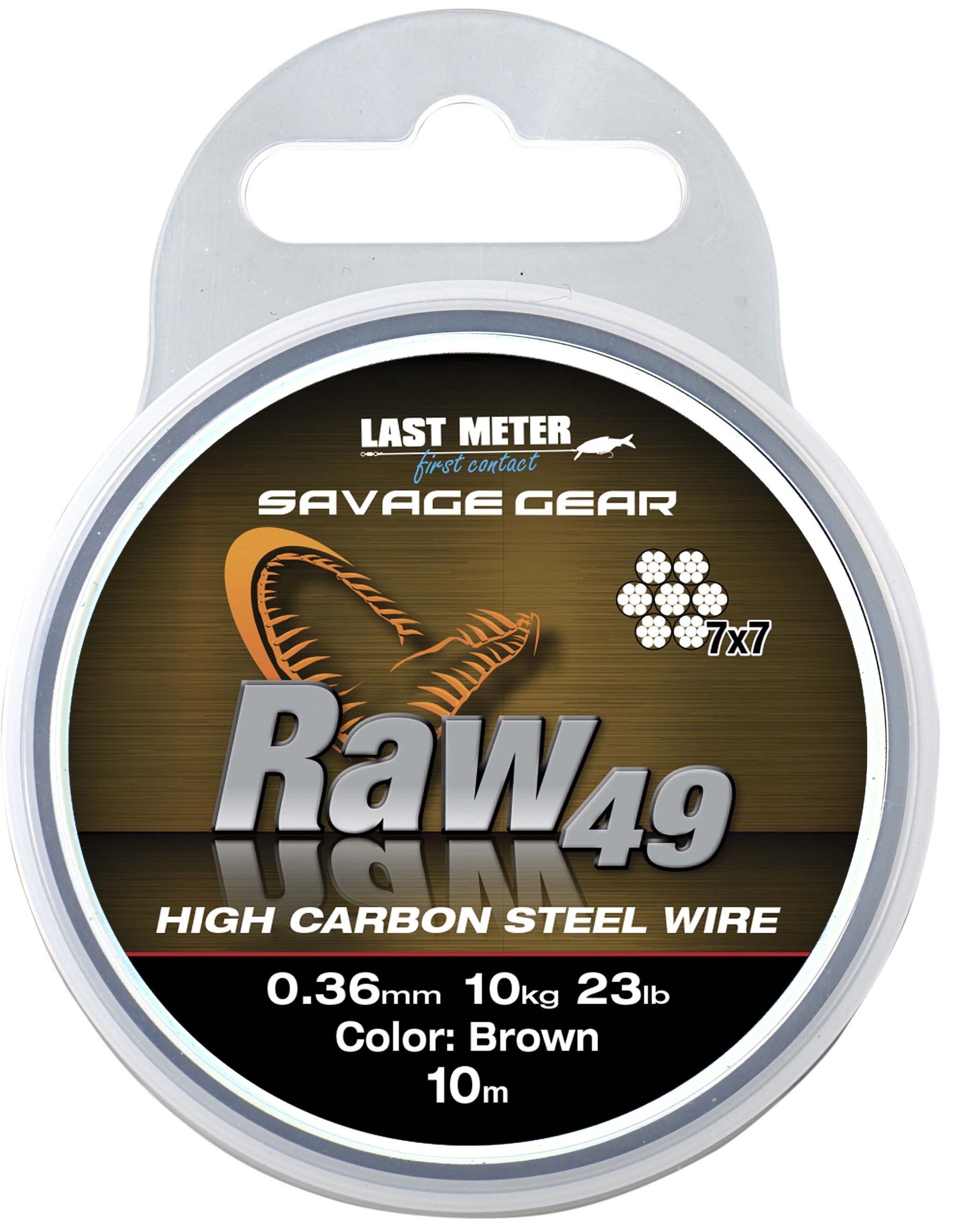 Поводковый материал Savage Gear raw 49 0,36мм 24lbs 11кг uncoated brown 10м - фото 1
