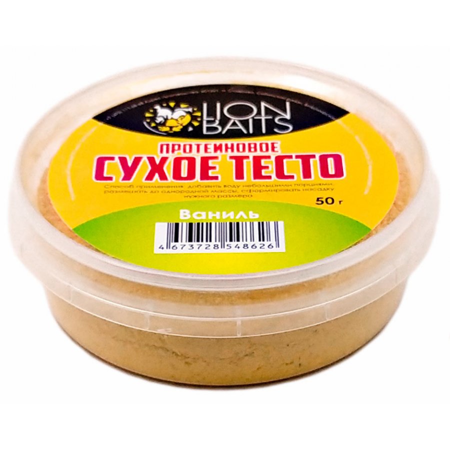 Тесто Lion Baits Протеиновое сухое ваниль 50гр купить в интернет-магазине Huntworld.ru