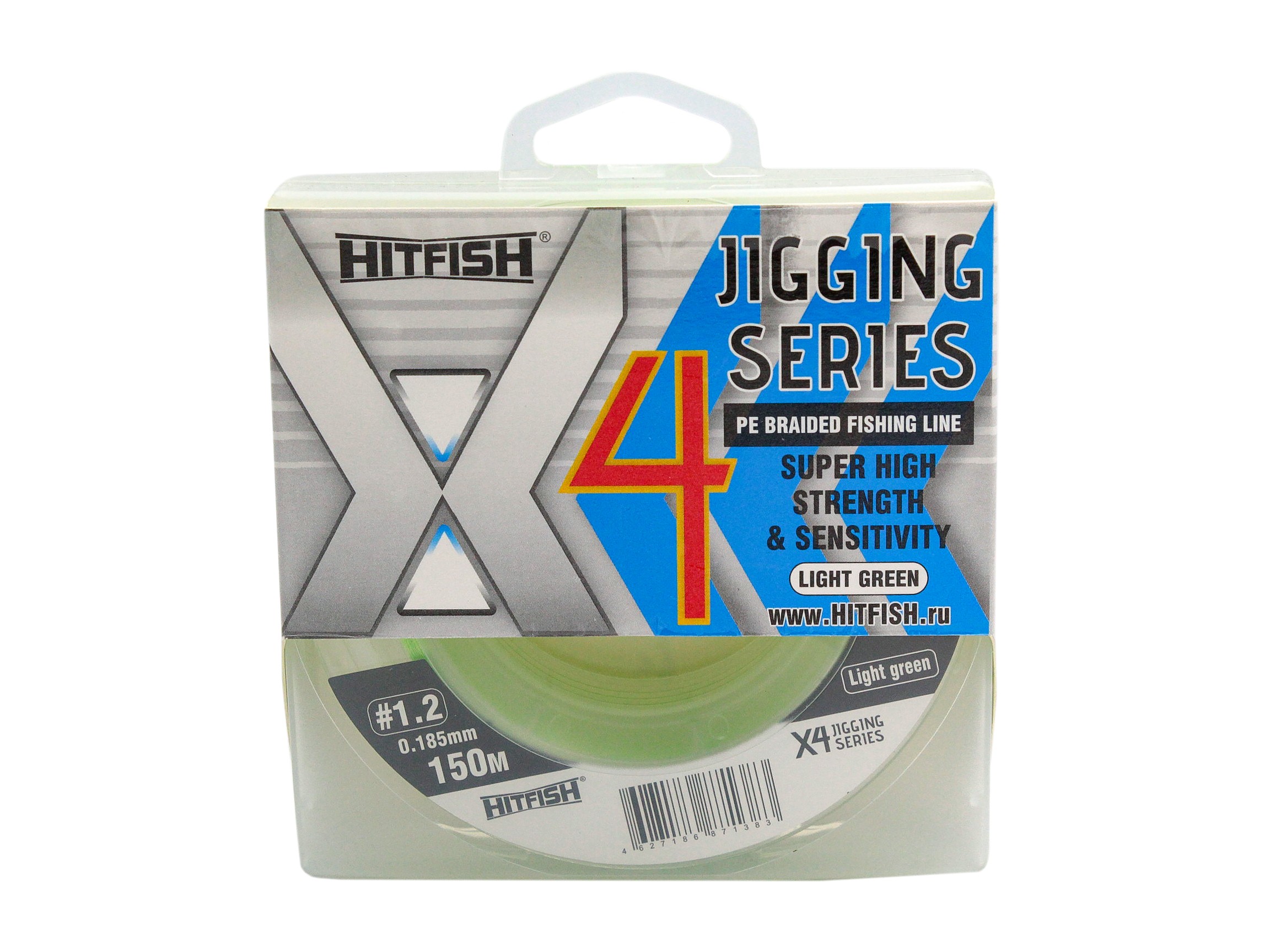 Шнур Hitfish X4 Jigging series №1,2 0,185мм 10,6кг 150м light green - фото 1