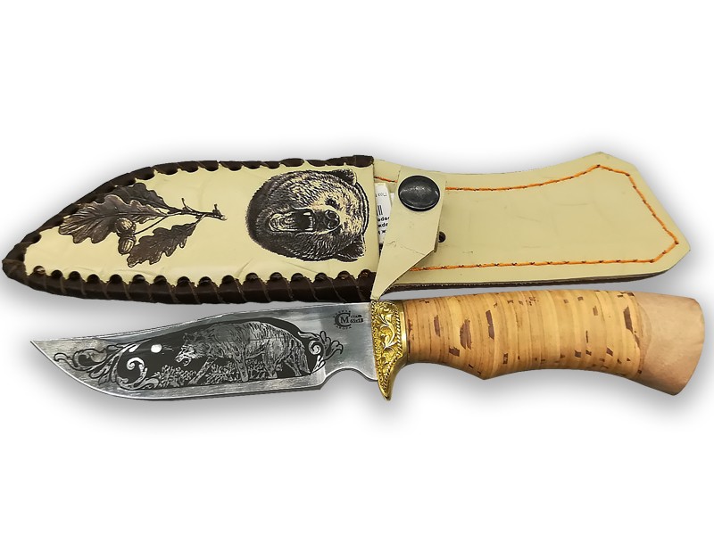 Нож ИП Семин Юнкер нержавеющая сталь береста гравировка - фото 1