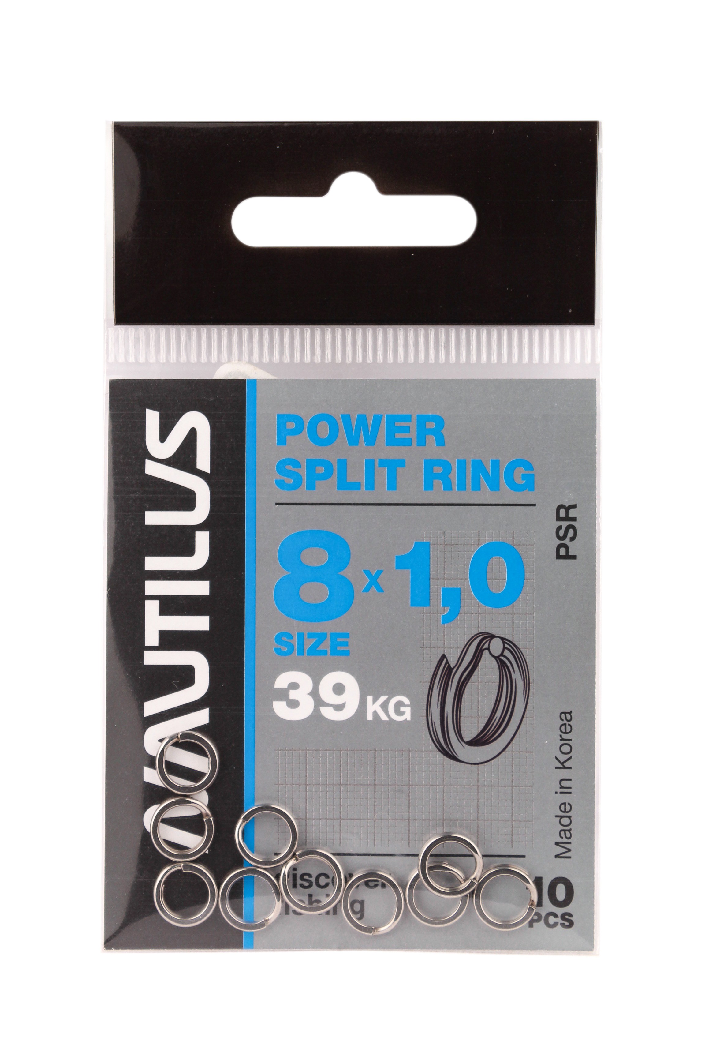 Кольцо Nautilus заводное усиленное Power split ring 8х1,0мм 39кг - фото 1