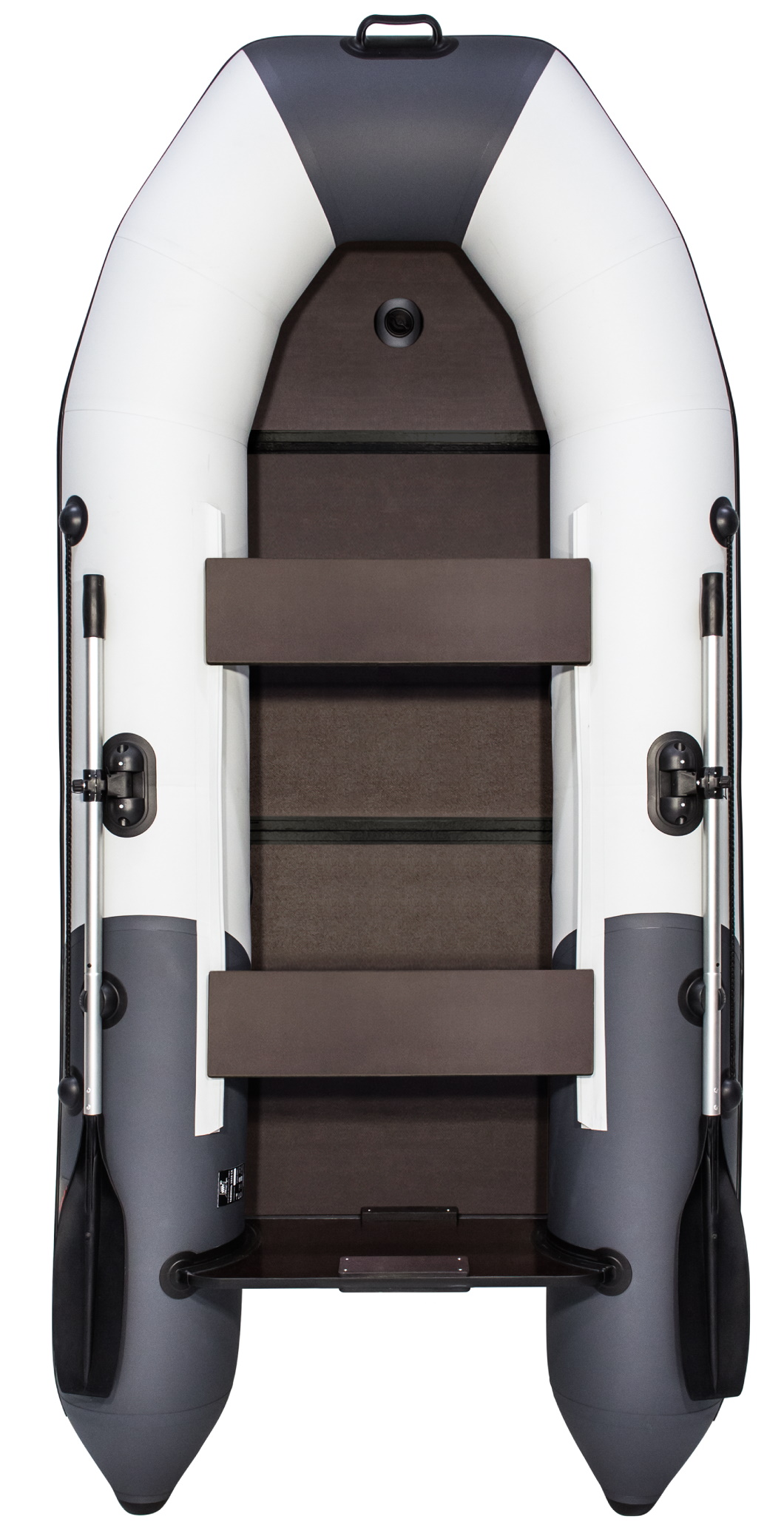 Лодка Мастер лодок Таймень NX 2850 слань-книжка киль светло-серый/черный - фото 1