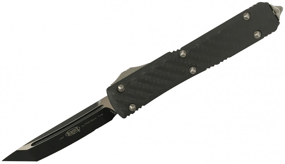 Нож Microtech Ultratech Black T/E складной танто клинок Elmax карбон - фото 1