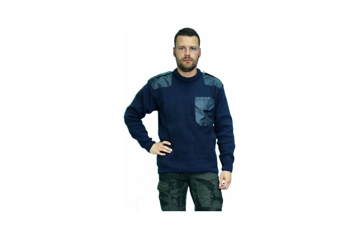 Свитер 7.62 с карманом синий - фото 1