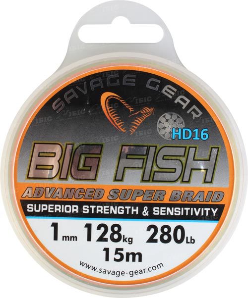 Шнур Savage Gear Big Fish HD16 Braid 15м 1мм  280lb 128кг Neutral - фото 1