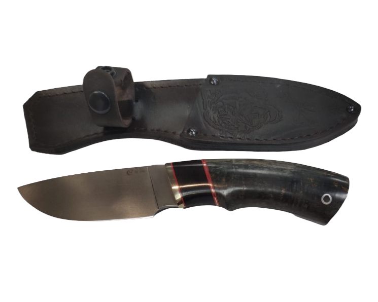 Нож ИП Семин Разделочный сталь мельхиор М390 набор стаб.кар.березы - фото 1