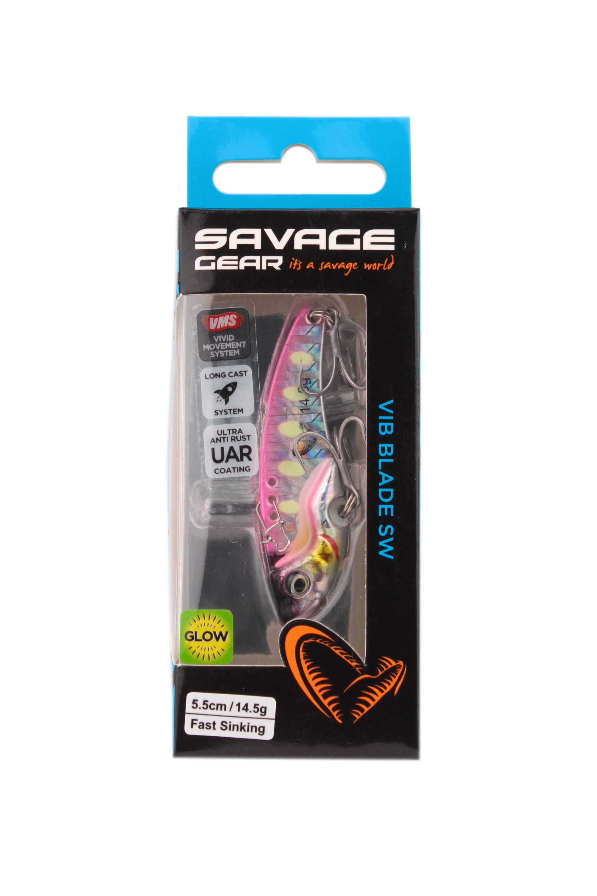Блесна Savage Gear Vib blade SW 5,5см 14,5гр fast sinking pink glow dot - фото 1