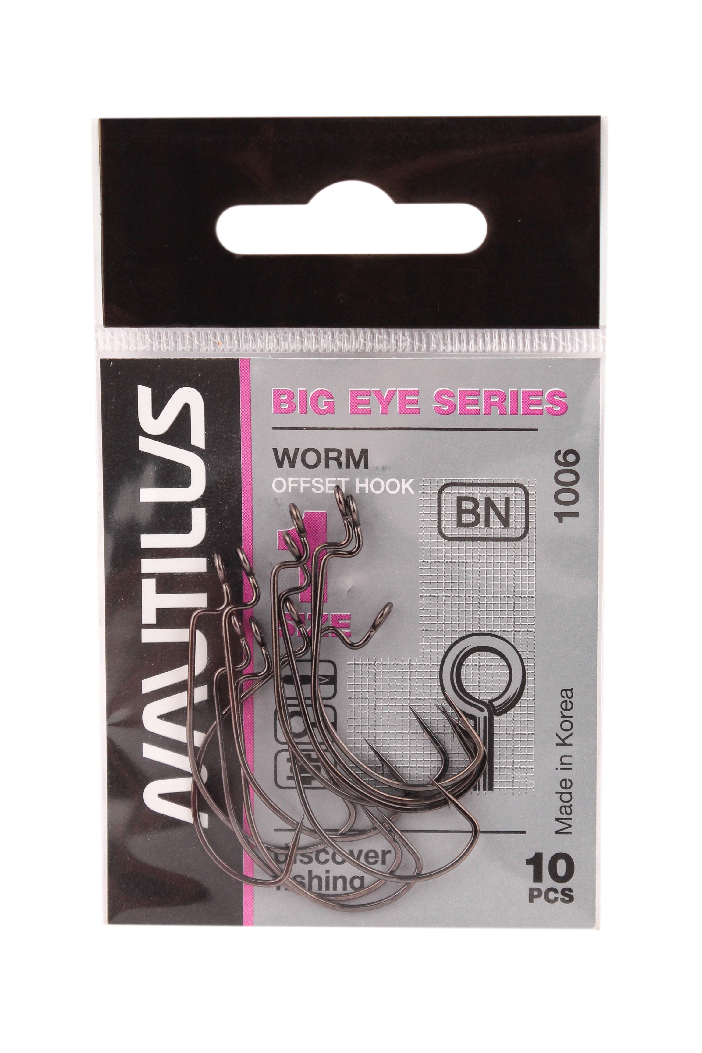 Крючок Nautilus Offset Big Eye Series Worm 1006 №1 - фото 1