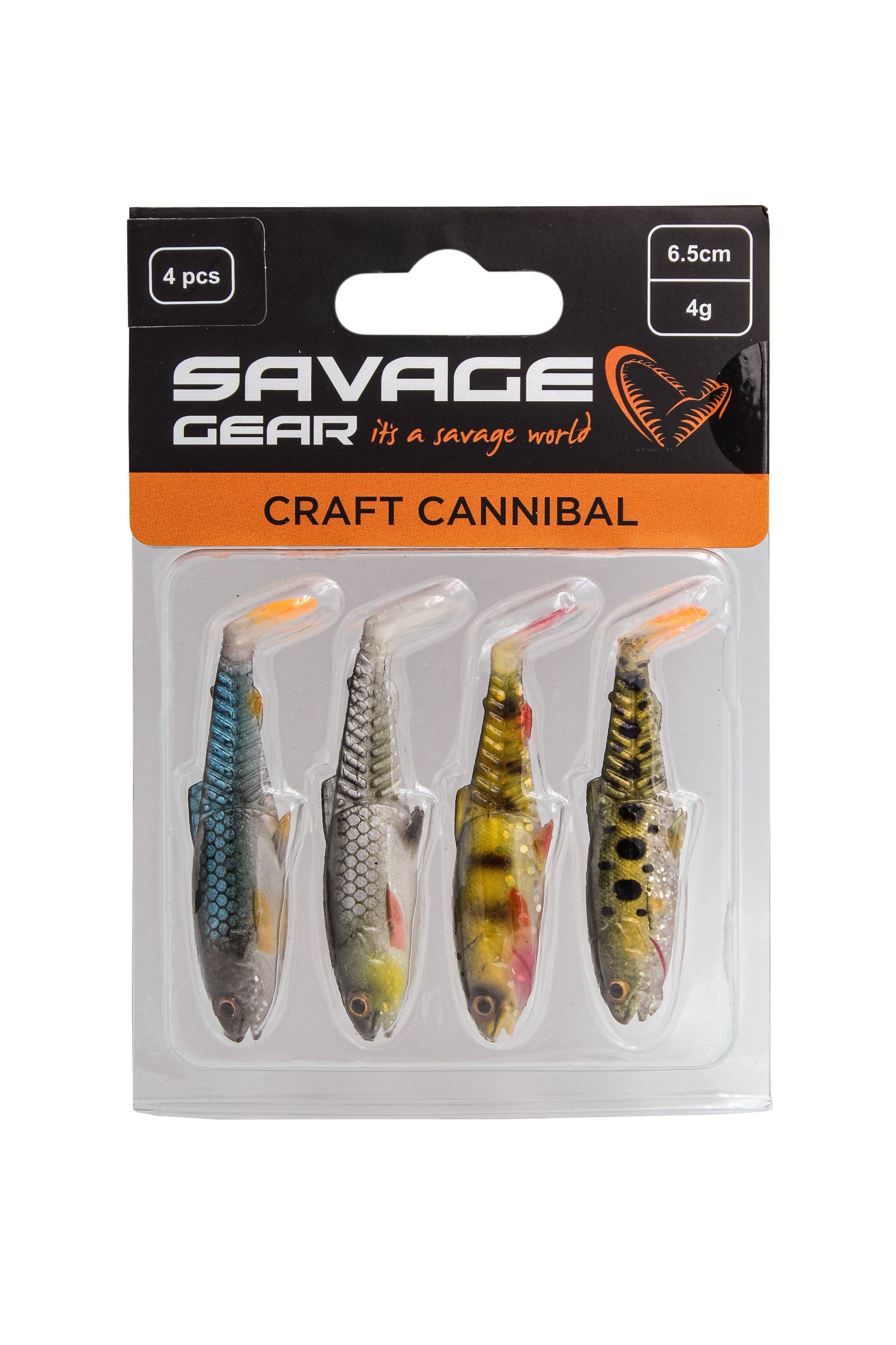Приманка Savage Gear Craft cannibal paddletail 6,5см 4гр clear water mix 4шт - фото 1