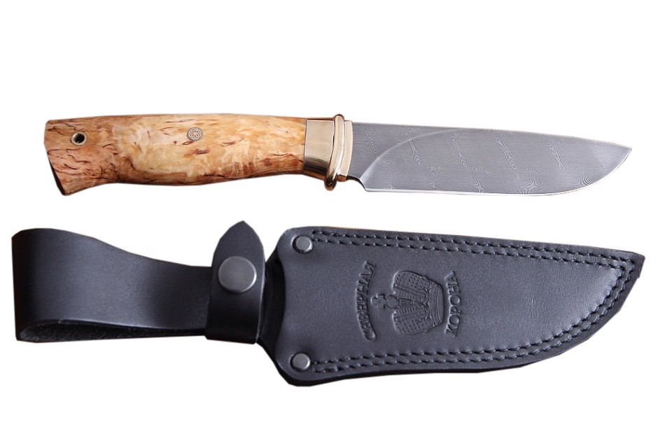 Нож Северная Корона Рысь дамасская сталь карельская береза - фото 1