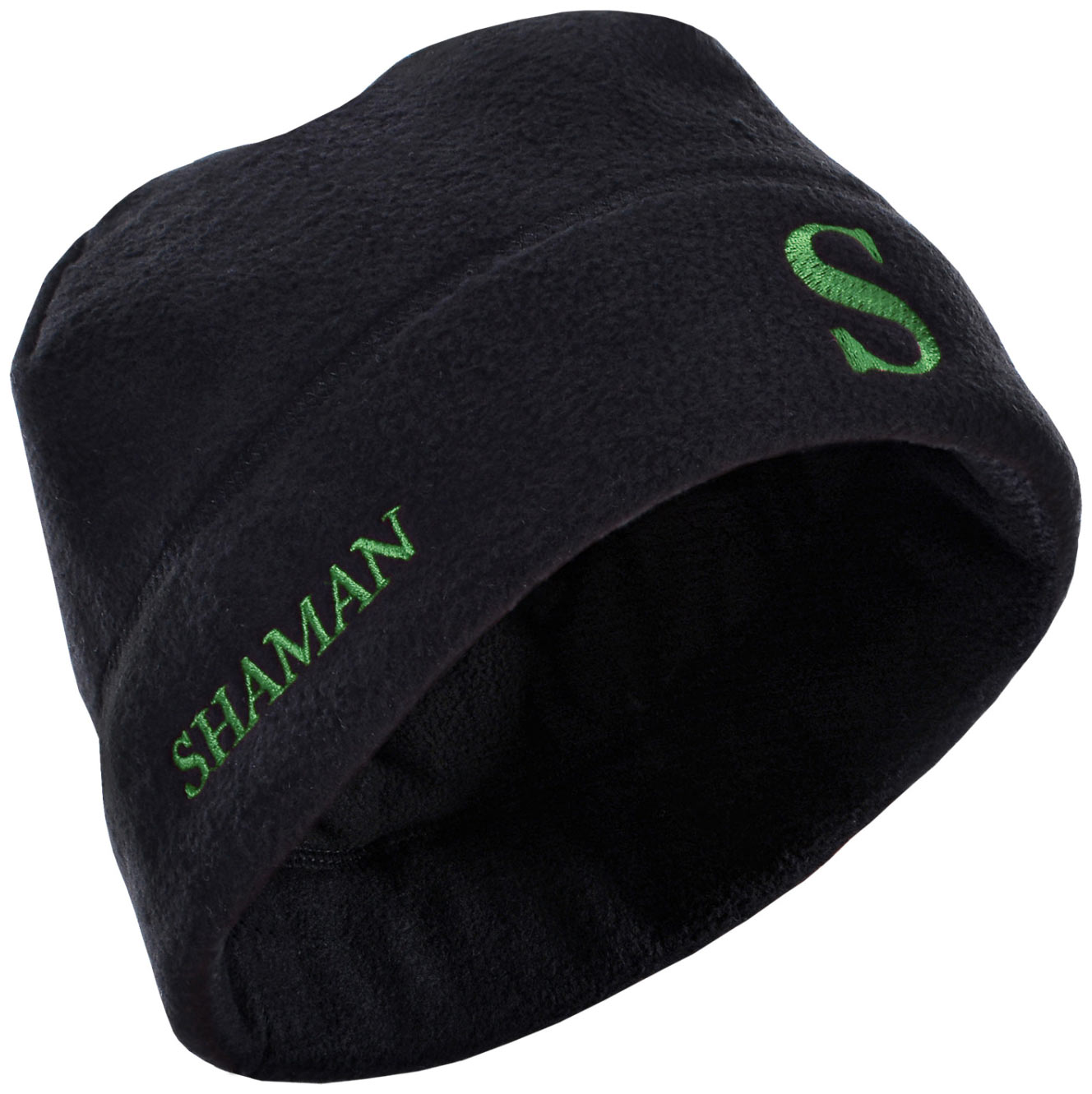 Шапка Shaman черная с зеленой вышивкой - фото 1