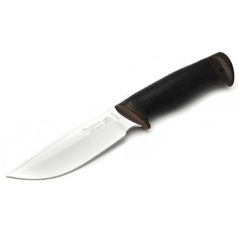 Нож Росоружие Сталкер 40х10с2м рукоять кожа черная - фото 1
