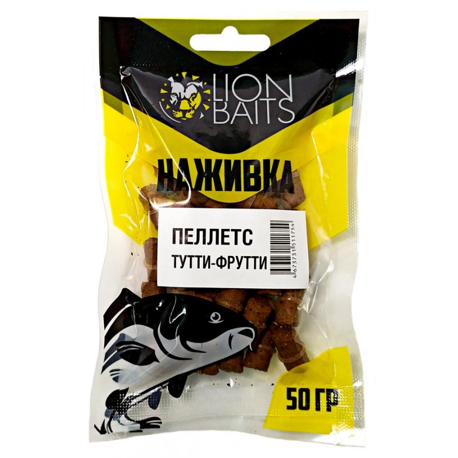 Пеллетс насадочный Lion baits Наживка с резинкой тутти-Фрутти 8 мм 50гр - фото 1