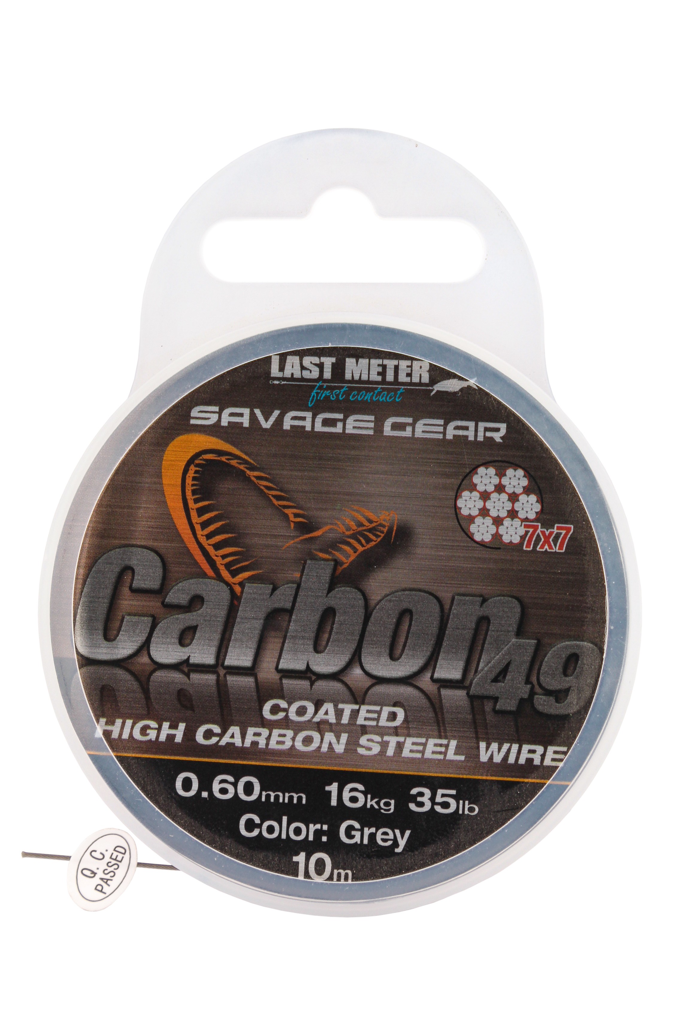 Поводковый материал Savage Gear Carbon 49 0.60мм 16кг 35lb coated grey 10м - фото 1