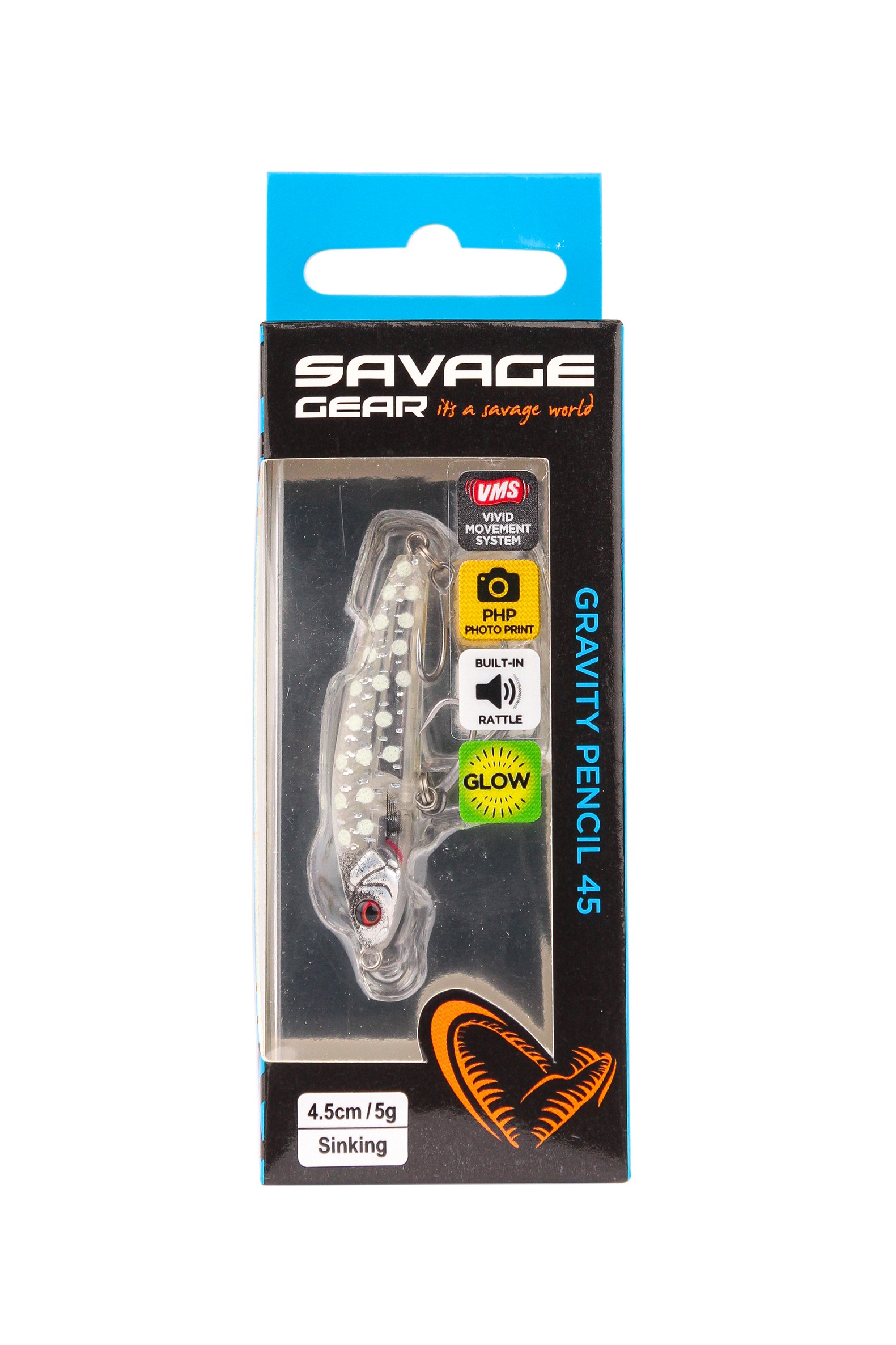 Воблер Savage Gear gravity  pencil 4,5см 5гр sinking crystal white glow - фото 1