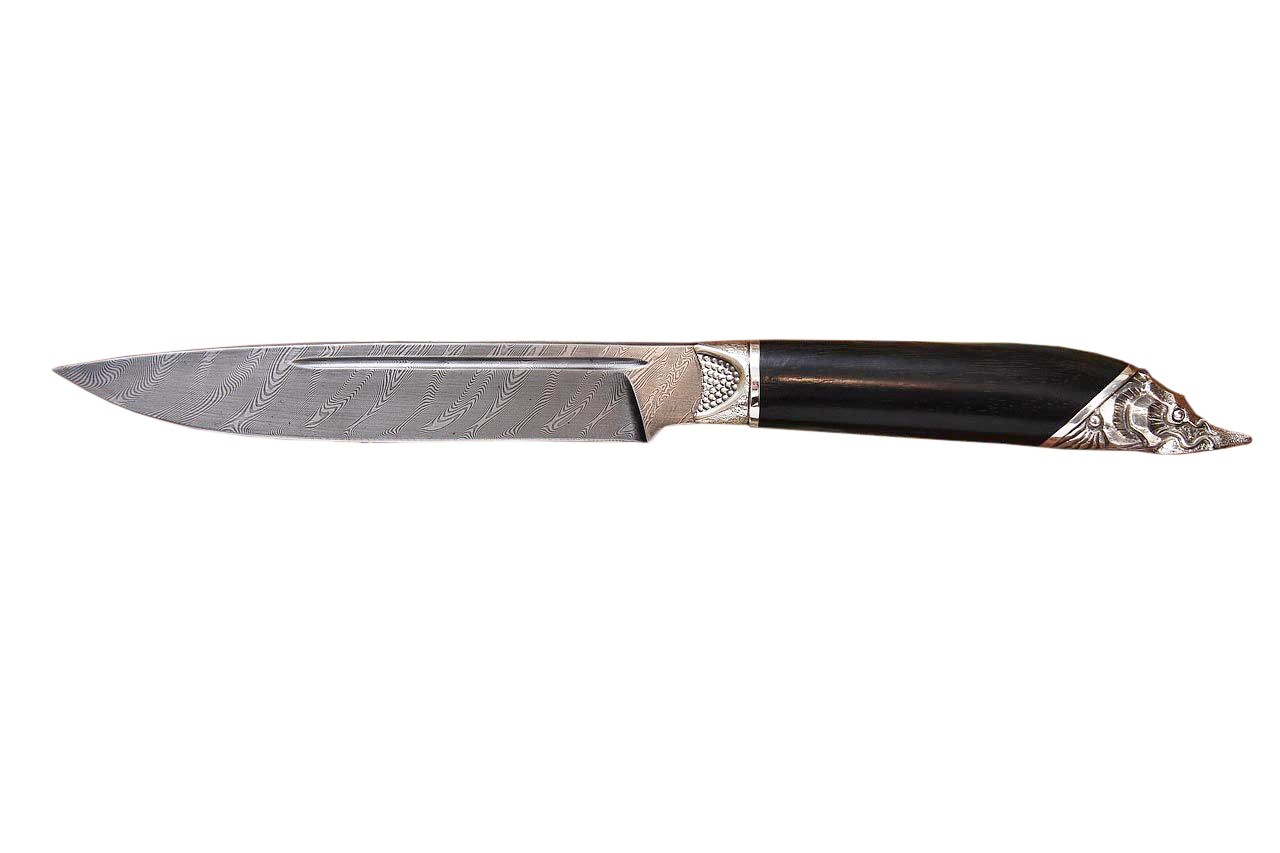 Нож Северная Корона Осетр дамасская сталь бронза дерево - фото 1