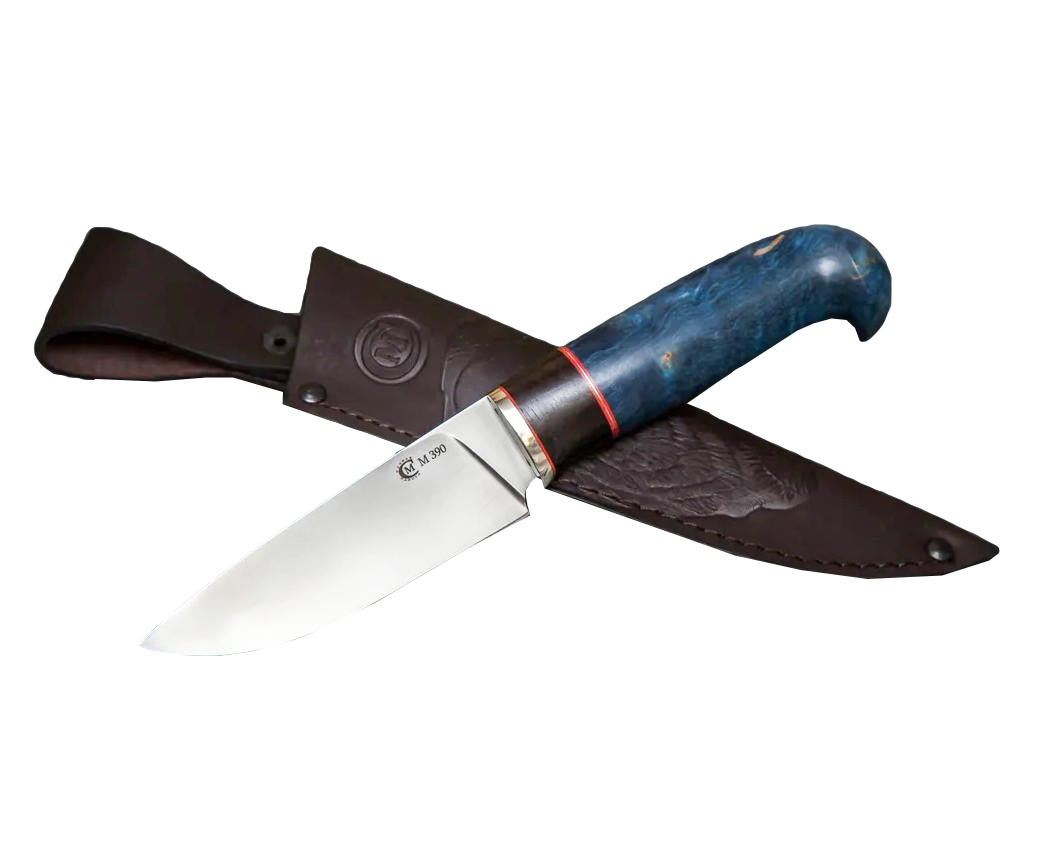 Нож ИП Семин Сокол сталь мельхиор М390 набор стаб.кар.березы - фото 1