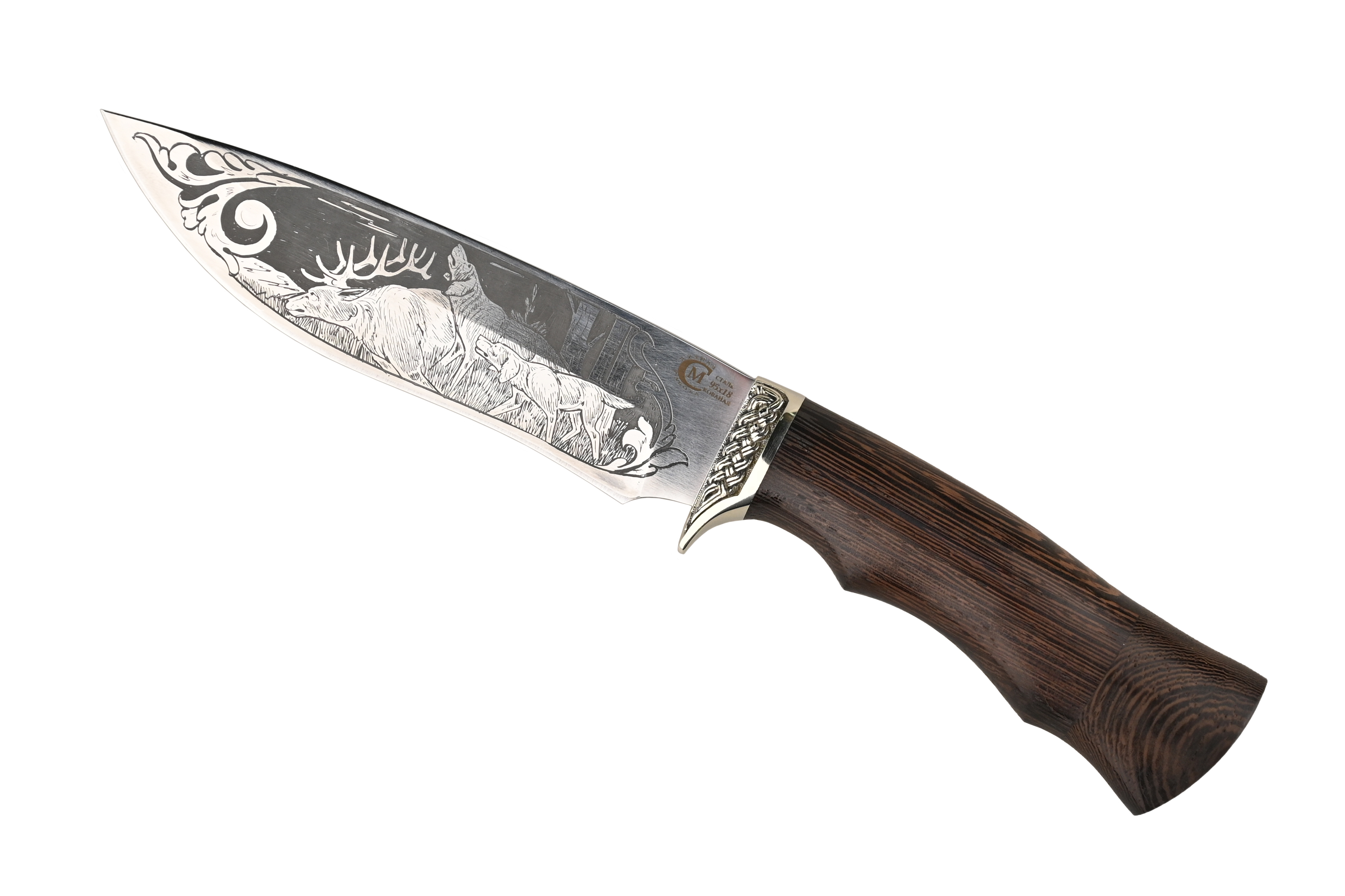 Нож ИП Семин Близнец кованая сталь 95х18 венге литье гравировка - фото 1