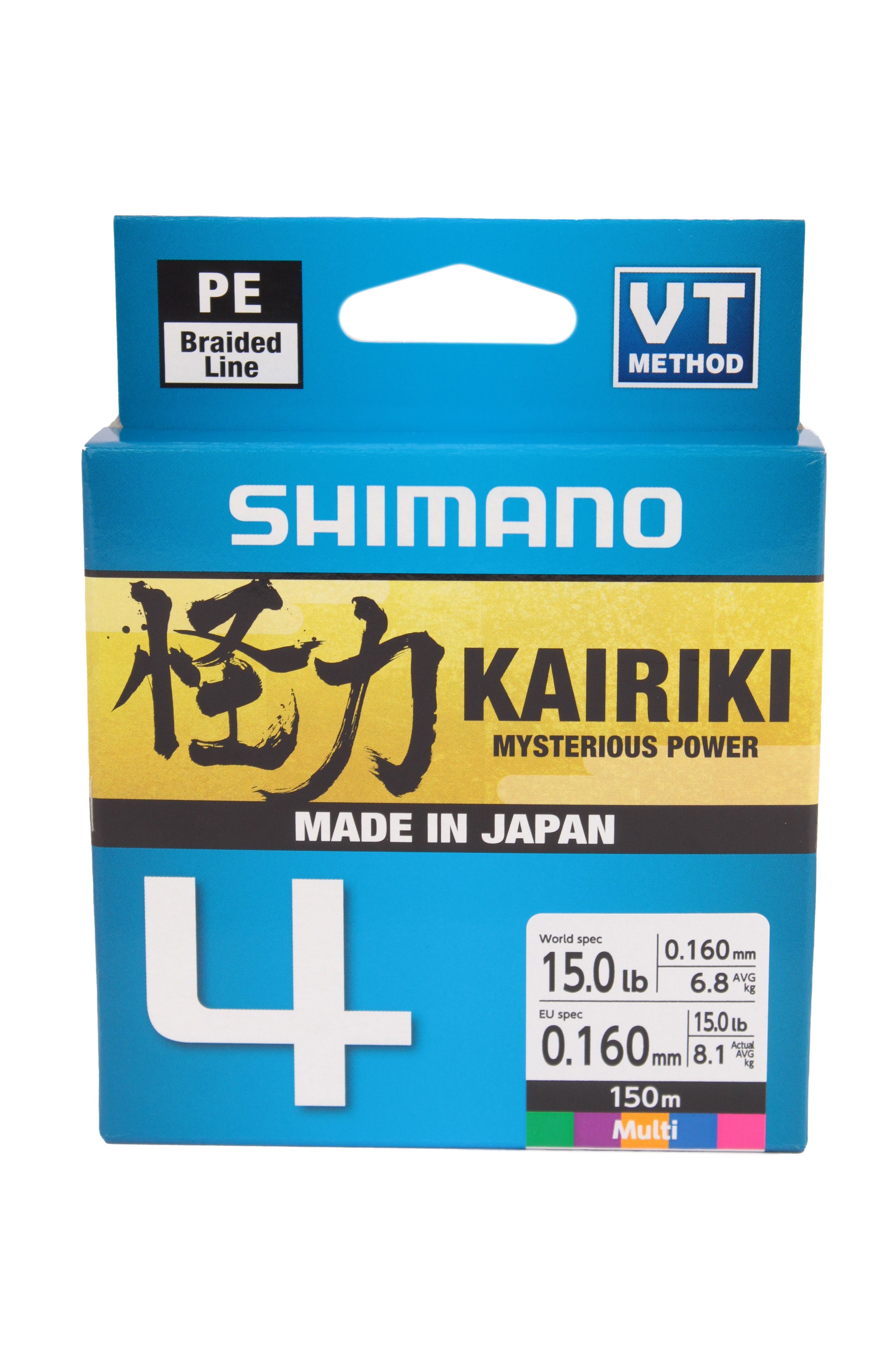 Шнур Shimano Kairiki 4 PE 150м 0,16мм multicolor 8,1кг - фото 1