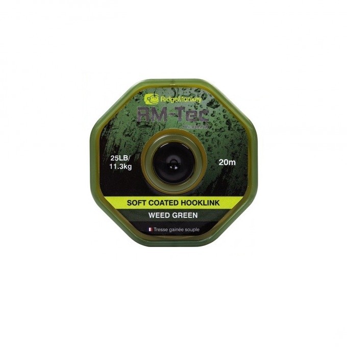 Поводковый материал Ridge Monkey RM-Tec soft coated hooklink 25lb 20м weed green - фото 1