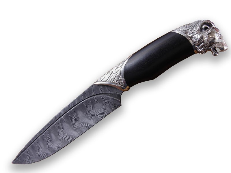 Нож Северная Корона Лев дамасская сталь бронза дерево - фото 1