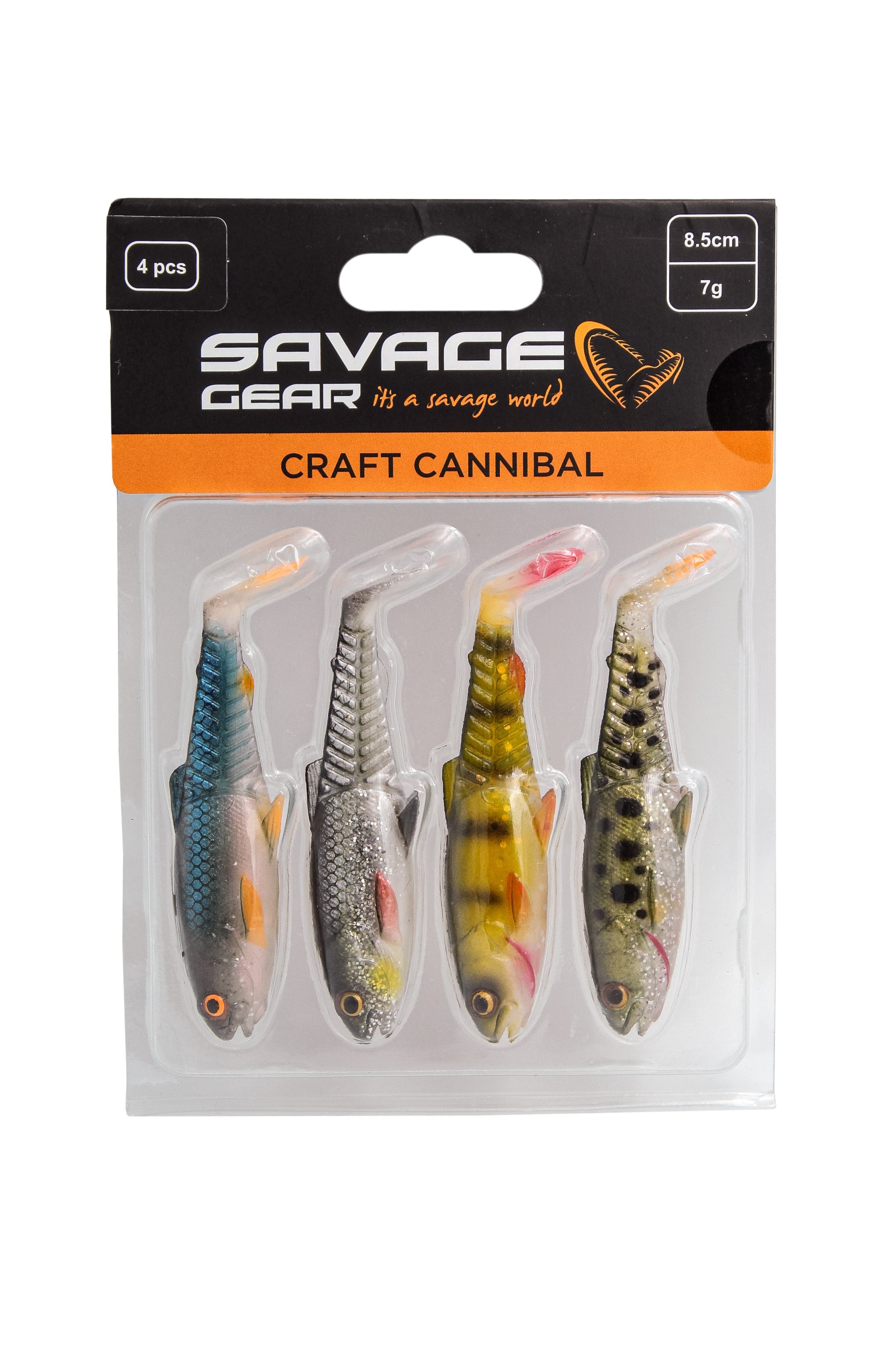 Приманка Savage Gear Craft cannibal paddletail 8,5см 7гр clear water mix 4шт - фото 1