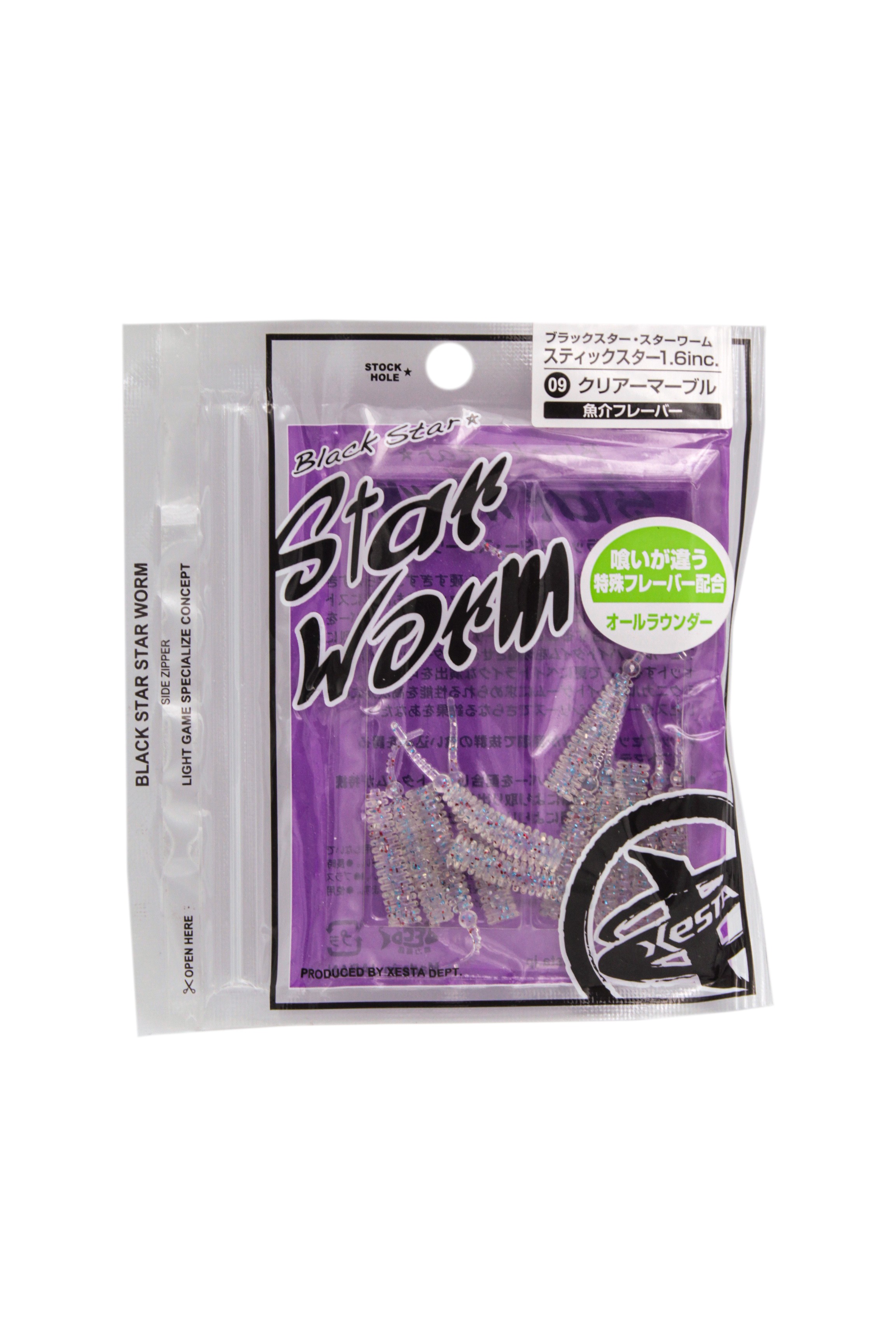 Приманка Xesta Black star worm stick star 1,6&quot; 09.cm - фото 1