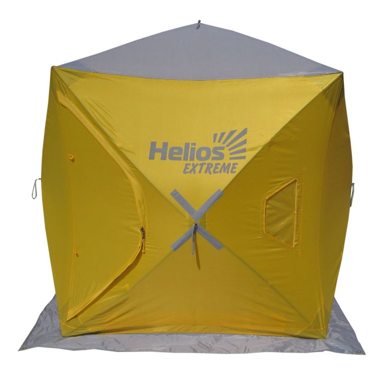 Палатка Helios Extreme куб 1.5х1.5 зимняя желтый/серый - фото 1