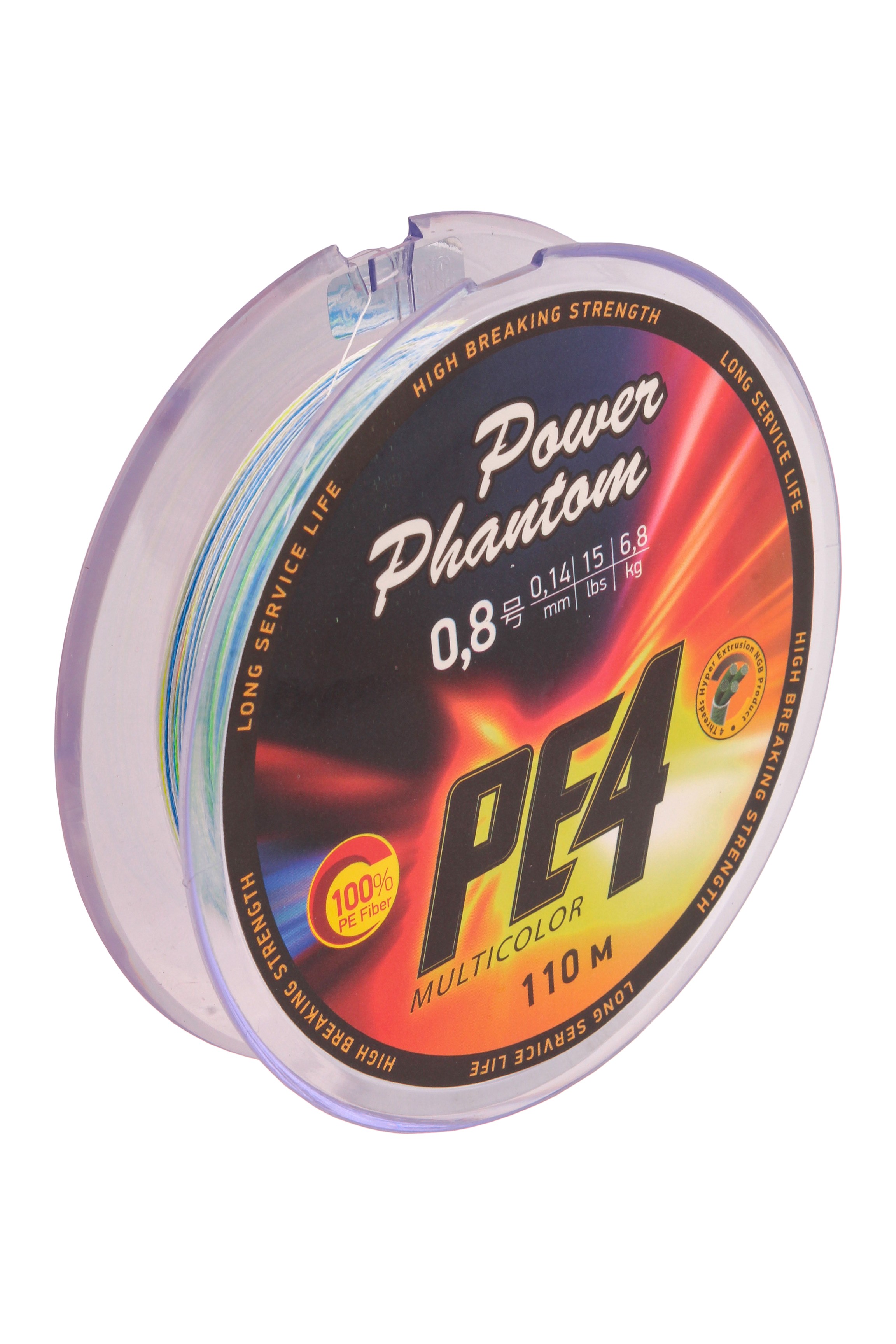 Шнур Power Phantom PE4 110м 0.8 0.14мм 6.8кг multicolor - фото 1