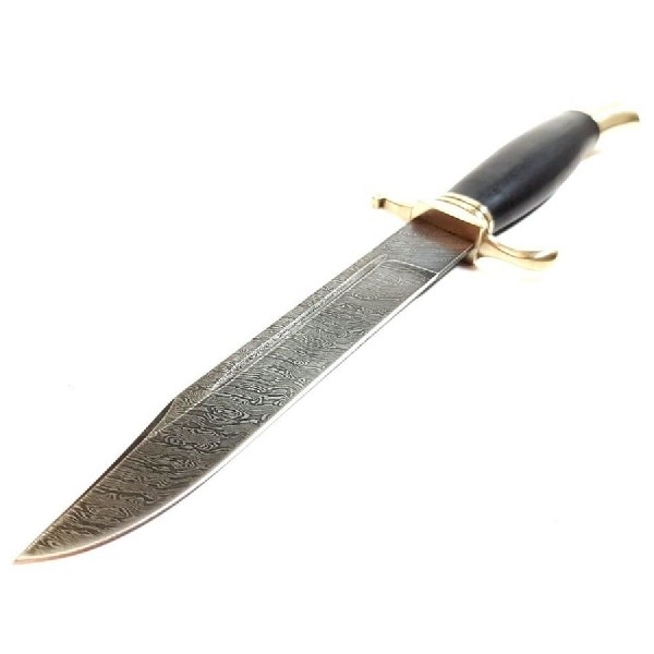Нож ИП Семин Разведчик дамасская сталь литье, черн дерево - фото 1