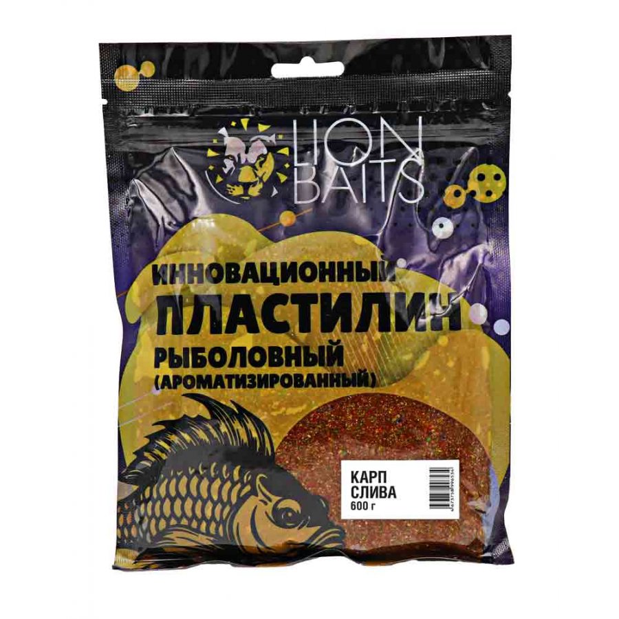 Пластилин Lion Baits инновационный ароматизированный карп слива 600гр - фото 1